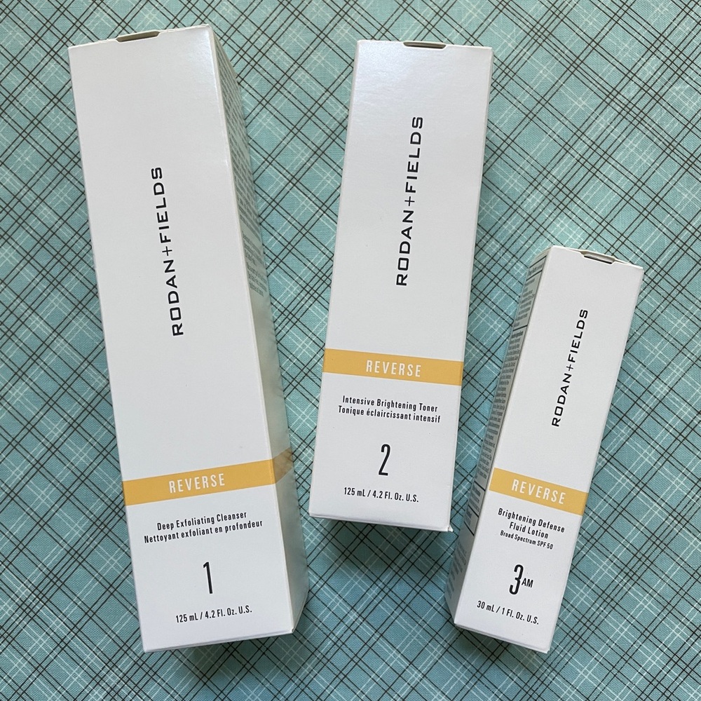 NEW Rodan + Fields Reverse Cleanser, Toner, AM SPF 50 Lotion.